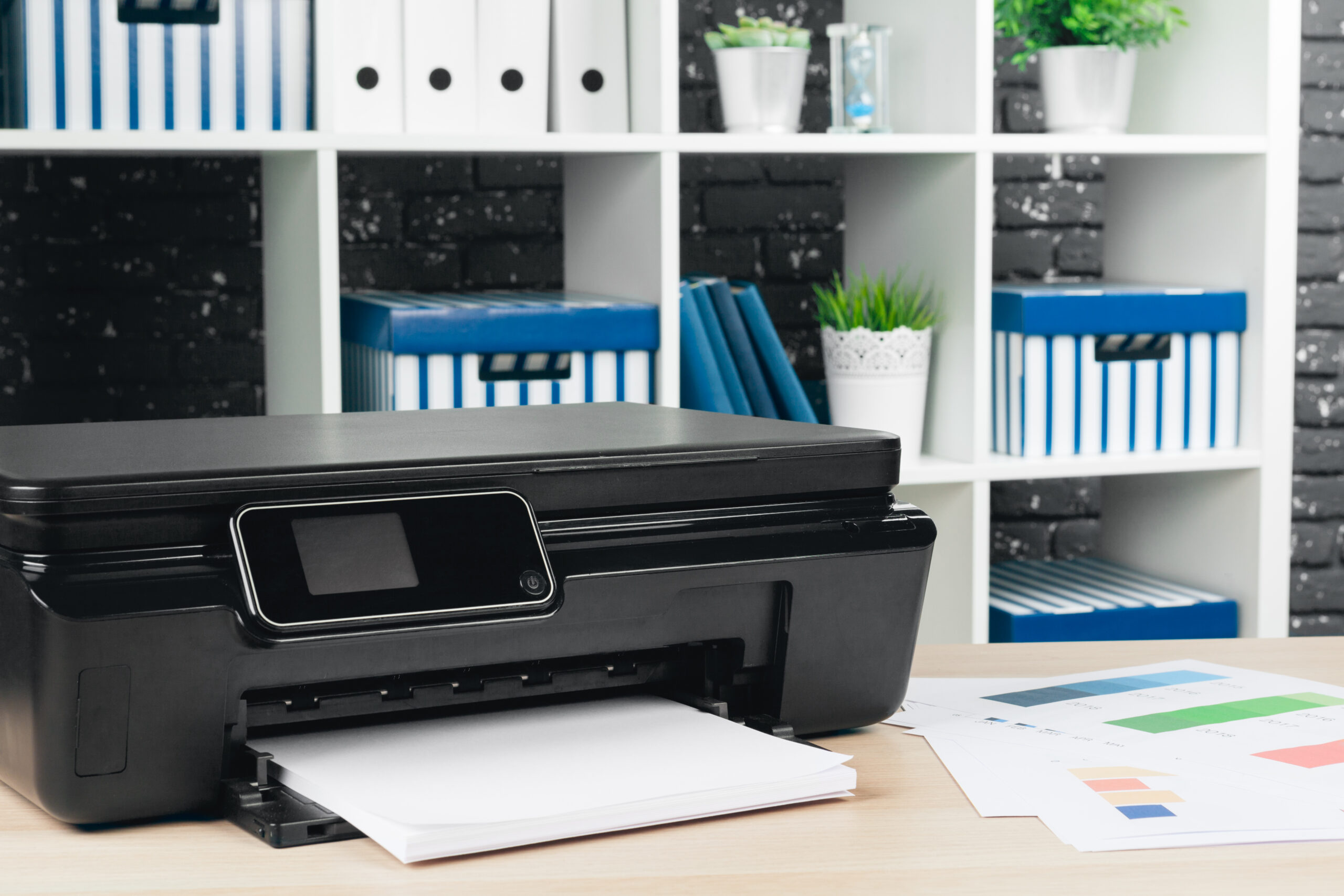 multi-function printer machine ready for printing, copy, scanning  in office